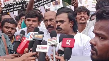 அமைந்தகரை: சென்னை கோயம்பேடு பேருந்து நிலையம் அருகே சத்திரிய சான்றோர் படை தலைவர் ஹரி நாடார் தலைமையில் ஆர்ப்பாட்டம்