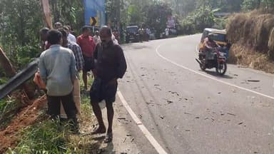 ഉടുമ്പൻചോല: രാജാക്കാട് മൈലാടുമ്പാറ റോഡിൽ കണ്ടെയ്നർ ലോറി താഴ്ച്ചയിലേക്ക് മറിഞ്ഞ് അപകടം