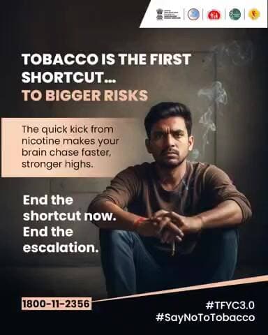 It often starts with “just tobacco,”
but nicotine opens the gate, normalising dependence and pushing some towards stronger substances.
#SayNoToTobacco