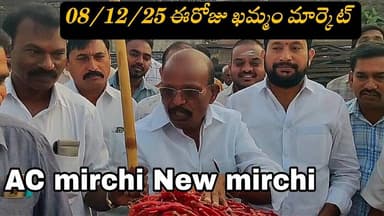 08-12-25 Today #khammam mirchi market yard ఖమ్మం మార్కెట్ యార్డు ధరలు AC mirchi prices #mirchi