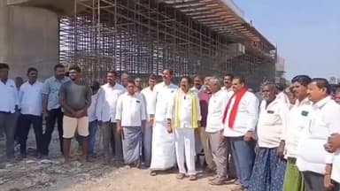 కొత్తపాలెం బ్రిడ్జి నిర్మాణాన్ని పరిశీలించిన ఎమ్మెల్యే జీవీ