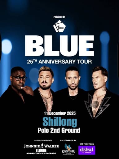 🎶💙 BLUE – Live in Shillong! 💙🎶
Get ready for a night of love, pop & unforgettable memories as the iconic boyband BLUE b...