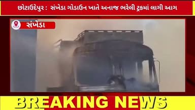 LIVE VIDEO Truck Fire in Sankheda Godown | અનાજ ભરેલી ટ્રકમાં લાગી ભયાનક આગ? જૂઓ અહીં