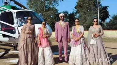 खेरवाड़ा: बावलवाड़ा में दुल्हन को लेने हेलीकॉप्टर से पहुंचे दूल्हा, हेलीपेड पर उमड़ी भीड़, अनोखी शादी की चर्चा