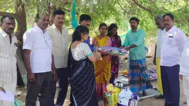 பல்லாவரம்: தண்டலம் பகுதியில் தீ விபத்தில் பாதிக்கப்பட்ட குடும்பத்திற்கு வருவாய் துறை மற்றும் ஊராட்சி நிர்வாகம் சார்பில் நலத்திட்ட உதவிகள் வழங்கப்பட்டது