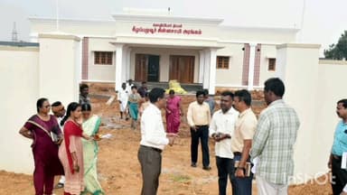 அரியலூர்: கீழப்பழுவூரில் மொழிப்போர் தியாகி சின்னசாமி அரங்கம் அமைக்கும் பணிகளை, ஆட்சியர் நேரில் ஆய்வு