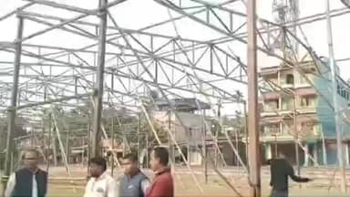 বিষ্ণুপুর ২: বিদ্যানগর কলেজের ফুটবল মাঠে মেঘা সেবাশ্রয় স্বাস্থ্য শিবির ক্যাম্প তৈরীর কাজ পরিদর্শন করলেন নব কুমার বেতাল