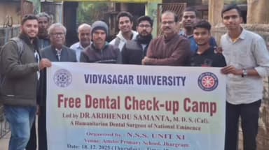 মেদিনীপুর: মেদিনীপুর বিদ্যাসাগর বিশ্ববিদ্যালয়ের NSS ইউনিটের স্বাস্থ্য শিবির ও কম্বল বিতরণ