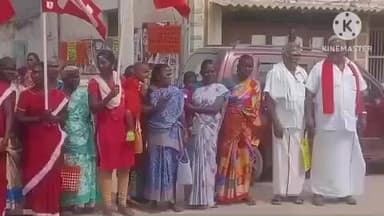 கிருஷ்ணராயபுரம்: லாலாபேட்டையில் 100 நாள் வேலைத்திட்ட பெயரை மாற்றிய மத்திய அரசை கண்டித்து அகில இந்திய விவசாய தொழிலாளர் சங்கம் சார்பில் ஆர்ப்பாட்டம்