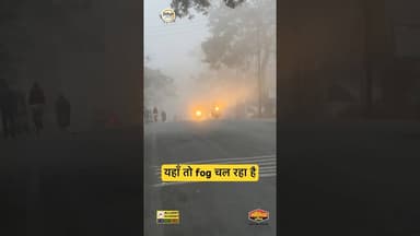 यहाँ तो fog चल रहा है,अचानक दिन में हो गया अँधेरा,गाड़ियों की बत्तियाँ जल गईं! #fog #heavy #winter