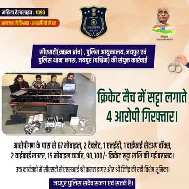 सीएसटी(क्राइम ब्रांच) , पुलिस आयुक्तालय, जयपुर एवं पुलिस थाना बगरु, जयपुर (पश्चिम) की संयुक्त कार्रवाई