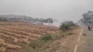बांका: चौतरा गांव के बहियार में प्रतिबंध के बावजूद किसान खेतों में धान की पराली जला रहे हैं