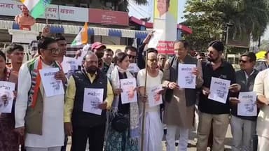 खंडवा नगर: मनरेगा का नाम बदलने के विरोध में कांग्रेस का प्रदर्शन, गांधी सम्मान से जोड़कर निर्णय वापस लेने की मांग