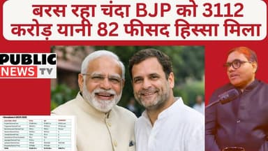 बरस रहा चंदा BJP को 3112 करोड़ यानी 82 फीसद हिस्सा मिला #publicnews_tv
