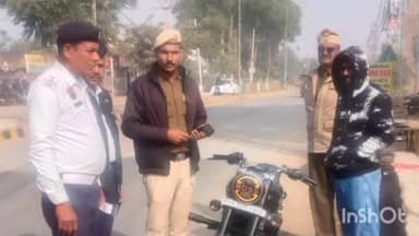 फतेहाबाद: फतेहाबाद ट्रैफिक पुलिस की कार्रवाई: बुलेट मोटरसाइकिल का साइलेंसर बदला मिलने पर वाहन ज़ब्त