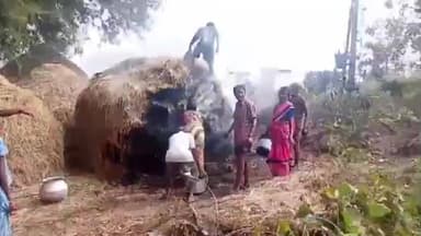 చీడికాడ మండలం కొన్నెంపుడి గ్రామంలో 3 వరికుప్పల దగ్ధం, సుమారు రెండు లక్షల ఆస్తి నష్టం