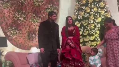 करनाल: ओलंपिक गोल्ड मेडल विजेता नीरज चोपड़ा की शादी के बाद करनाल के ईडेन गार्डन जन्नत हाल में रिसेप्शन