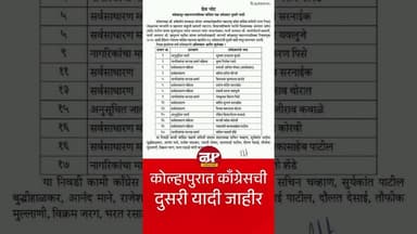 कोल्हापुरात काँग्रेसची दुसरी यादी जाहीर