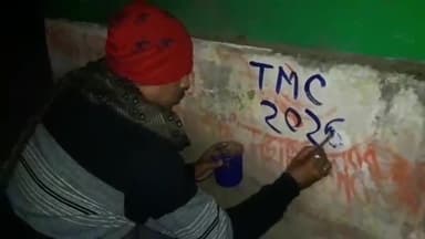 কৃষ্ণগঞ্জ: ২০২৬ শের বিধানসভা নির্বাচন উপলক্ষ্যে মাজদিয়া বাজারে তৃণমূলের দেওয়াল লিখন