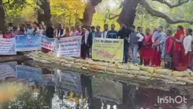 भीमपुर: ग्राम पंचायत कुटंगा के झिरना धाम में जन सहयोग से किया गया बोरी बंधान