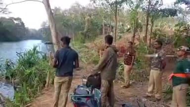 விளவங்கோடு: களியல் கோதைஆற்றில் ட்ரோன் மூலம் வனத்துறையினர் முதலையை தேடும் பணி தீவிரம்.