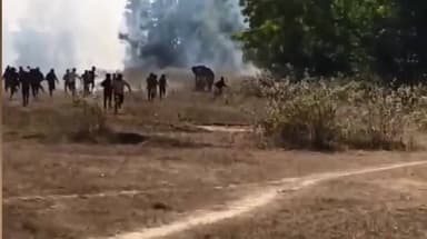 जगन्नाथपुर: मझगांव में वन विभाग और स्पेशल टीम के घेरे में दंतैल हाथी, एक कर्मी घायल, वीडियो वायरल