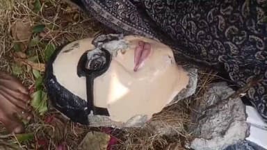 महावन: बाबा साहब अंबेडकर की प्रतिमा को खंडित करने पर तनाव को देखते हुए राया पुलिस ने नई प्रतिमा स्थापित की