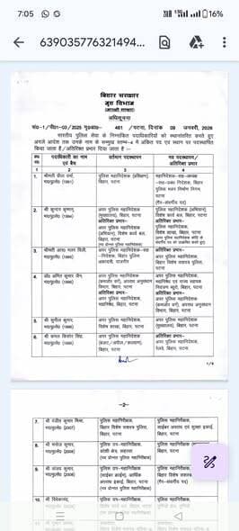 बिहार के 71 IPS अफसरों का तबादला, कई जिलों के SP बदले, DIG से लेकर IG रैंक के अधिकारी शामिल, देखें पूरी लिस्ट..
शिवह...