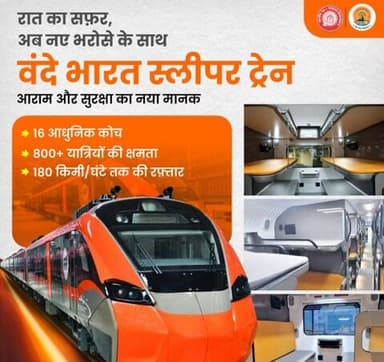 भारत की पहली वंदे भारत स्लीपर ट्रेन 🇮🇳🚅
रात के सफ़र को बनाए तेज़, सुरक्षित और सुपर कंफर्टेबल! ✨
#VandeBharatSleeper #VandeBharat #MakeInIndia #IndianRailways