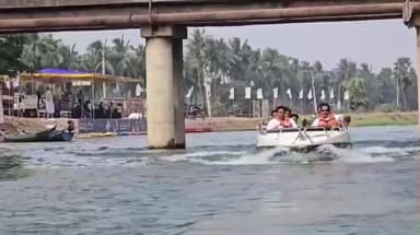 ఆత్రేయపురం సంక్రాంతి ఉత్సవాలలో భాగంగా లొల్ల లాకుల వద్ద హై స్పీడ్ బోట్ ను ప్రారంభించిన ఎమ్మెల్యే బండారు సత్యానందరావు