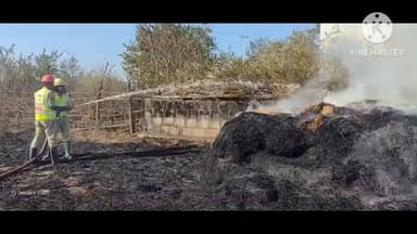 జన్నారం: పొనకల్ గ్రామంలో జరిగిన అగ్ని ప్రమాదంలో గడ్డివాము దగ్ధం