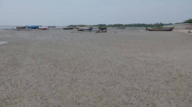 இராமேஸ்வரம்: பாம்பன் சின்னபாலம், புது தெரு உள்ளிட்ட பகுதிகளில் வழக்கத்தை விட 400 மீட்டருக்கு மேல் கடல் உள்வாங்கியதால் 40க்கும் மேற்பட்ட படகுகள் தரைதட்டின