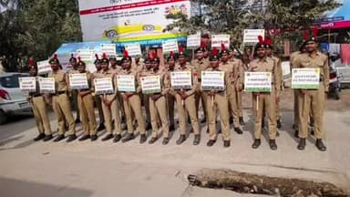 पंडौल: सड़क सुरक्षा जागरूकता अभियान के तहत एनसीसी कैडेट ने निकाला पैदल मार्च