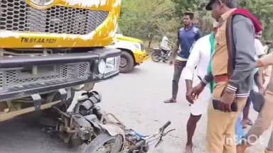 அரியலூர்: ஆட்சியரகம் அருகே டிப்பர் லாரி மோதி, இருசக்கர வாகனத்தில் சென்றவர் காயம்- ஓட்டுனரை தாக்கிய பொதுமக்கள்