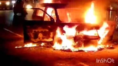 गाज़ियाबाद: मेरठ मार्ग पर दुहाई के पास चलती कार में लगी भीषण आग, चालक ने कूदकर बचाई अपनी जान