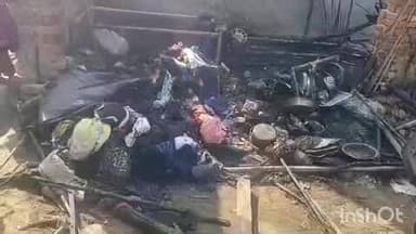 गढ़मुक्तेश्वर: गांव मीरा की रेती के पास घर में अज्ञात कारणों से छप्पर में लगी आग, घर का सामान जलकर हुआ खाक, पुलिस जांच में जुटी