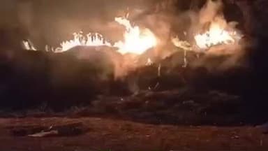 కళ్యాణదుర్గం: కదరంపల్లిలో రైతు అంజని రెడ్డికి చెందిన వరిగడ్డి, వేరుశెనగ పొట్టు వాములకు నిప్పు పెట్టిన గుర్తుతెలియని వ్యక్తులు