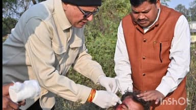 बहरी: सोनपुर के पास सड़क दुर्घटना में घायल व्यक्ति का सांसद ने किया उपचार, ज़िला अस्पताल में कराया भर्ती