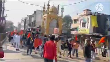 ब्यावरा: ब्यावरा शहर में हिंदू सम्मेलन के लिए बिहारी और बालाजी बस्ती से निकाली गई शोभायात्रा