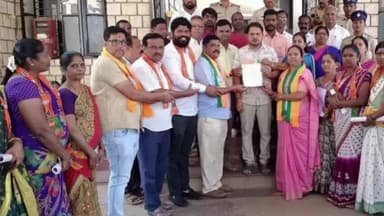 ಹೊಸಪೇಟೆ: ಹುಬ್ಬಳ್ಳಿಯಲ್ಲಿ ಮಹಿಳೆ ವಿವಸ್ತ್ರ ಪ್ರಕರಣ ಖಂಡಿಸಿ ನಗರದ ತಾಲೂಕು ಕಚೇರಿ ಬಳಿ ಬಿಜೆಪಿ ವತಿಯಿಂದ ಪ್ರತಿಭಟನೆ