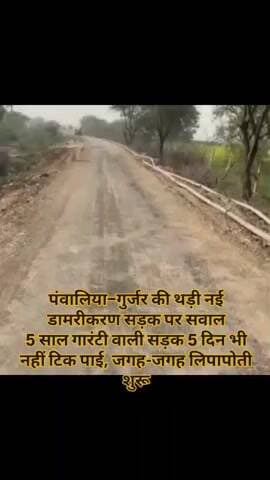 पंवालिया–गुर्जर की थड़ी नई डामरीकरण सड़क पर सवाल
5 साल गारंटी वाली सड़क 5 दिन भी नहीं टिक पाई, जगह-जगह लिपापोती शुरू