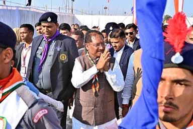 मुख्यमंत्री श्री विष्णुदेव साय का प्रथम राष्ट्रीय रोवर रेंजर जंबूरी में आगमन होने पर स्काउट गाइड के रोवर रेंजर्स द्वार...