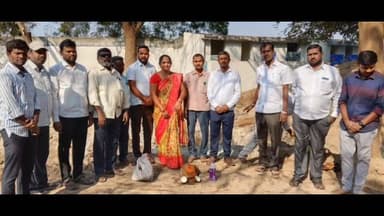 మంథని: మధ్యాహ్నం భోజనం డైనింగ్ హాల్ నిర్మాణానికి భూమి పూజ చేసిన సర్పంచ్, AMC చైర్మన్