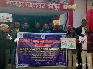 बेनीपुर: बेनीपुर में न्यायालय परिसर स्थित प्रबंध कार्यालय द्वारा नशा मुक्ति अभियान चलाया गया