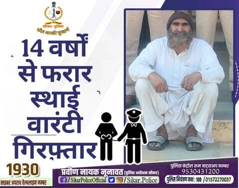 #सीकर
🔸14 वर्षों से फरार स्थाई वारंटी गिरफ़्तार
#थाना_रामगढ़_सेठान
#TeamSikarPolice
#भारतीय_न्याय_संहिता
#नवीन_आपराधिक_कानून
