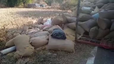 ସୋନପୁର: ଭାରସାମ୍ୟ ହରାଇ ରାସ୍ତା କଡରେ ଓଲଟିଲା ଧାନ ବୋଝେଇ ଟ୍ରକ, ଅଳ୍ପକେ ବର୍ତିଲେ ଚାଳକ