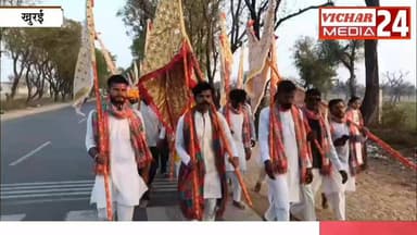 अब खाटू श्याम का मंदिर बनने का सपना होगा पूरा, भक्तों ने खुशी में की पदयात्रा #khurai #khurainews #khatushyamji #khatu #...