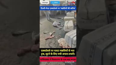 गाजियाबाद: दिल्ली-मेरठ एक्सप्रेसवे पर पलटा मछलियों से भरा ट्रक;लूटने के लिए उमड़ी भीड़ से लगा महाजाम