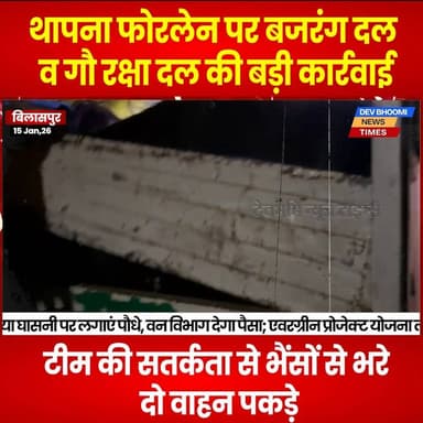 बिलासपुर : थापना फोरलेन पर बजरंग दल व गौ रक्षा दल की बड़ी कार्रवाई, भैंसों से भरे दो वाहन पकड़े
#devbhoominewstimes #him...