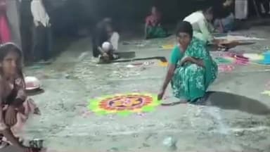 నకిరేకల్: కాళీమాత ఆలయం వద్ద ప్రత్యేకమైన ముగ్గులు పోటీలలో పాల్గొన్న మహిళలు